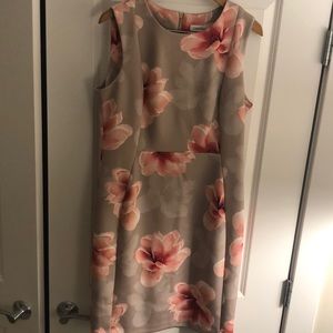 Calvin Klein size 14 cream w/ pink flowers dress
